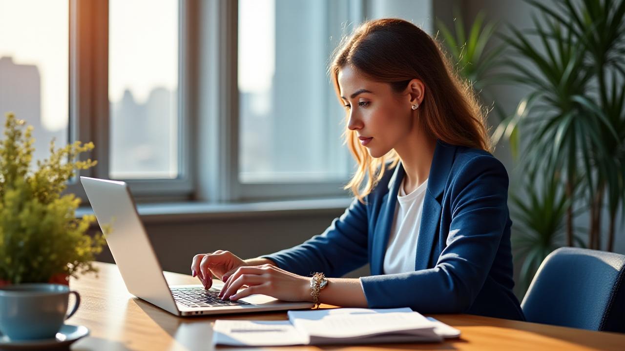 Профессионал за созданием контента в современном офисе Нью-Йорка